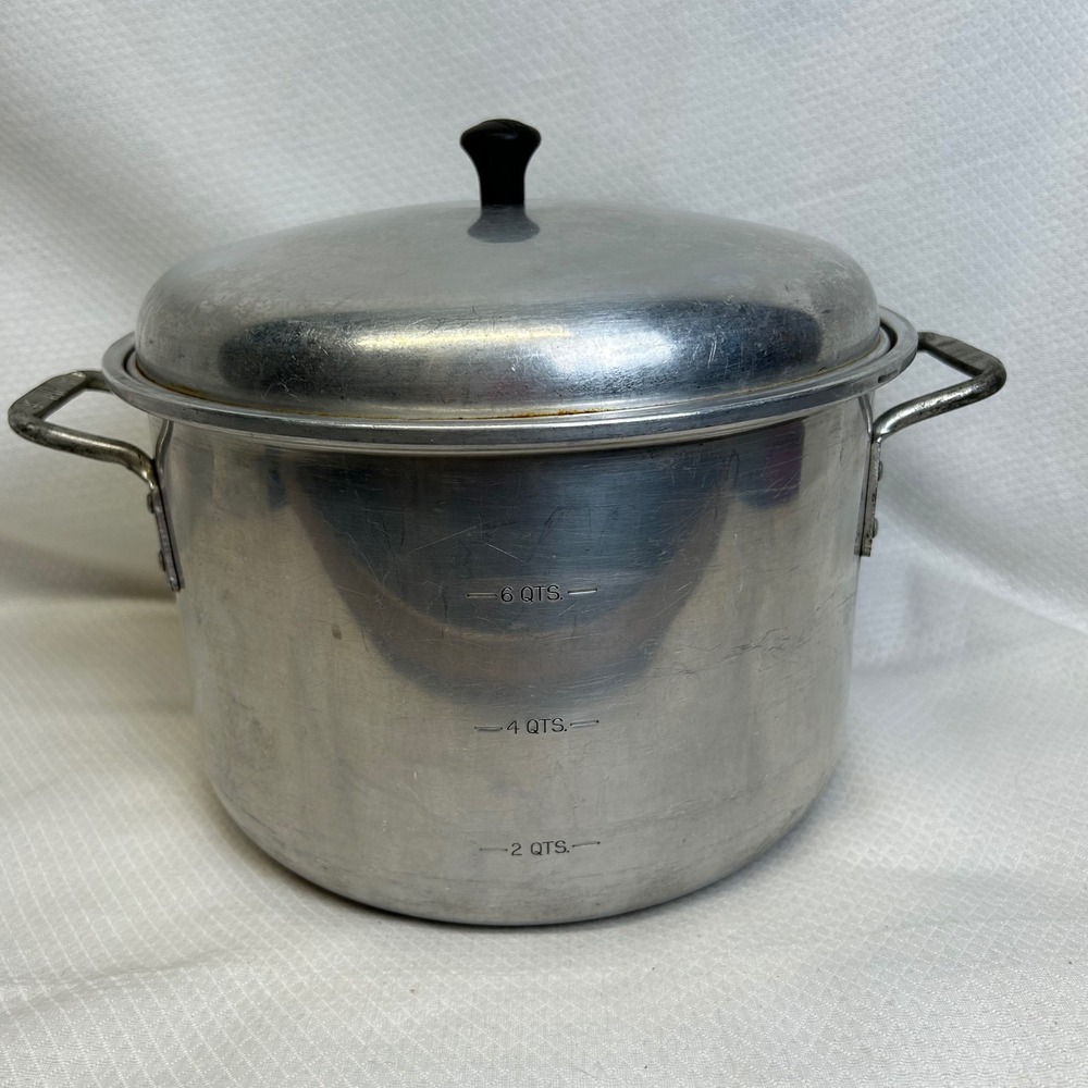 Vintage Wear-Ever Aluminum 6 Quart Stock Pot No 1988 with Lid Made in USA